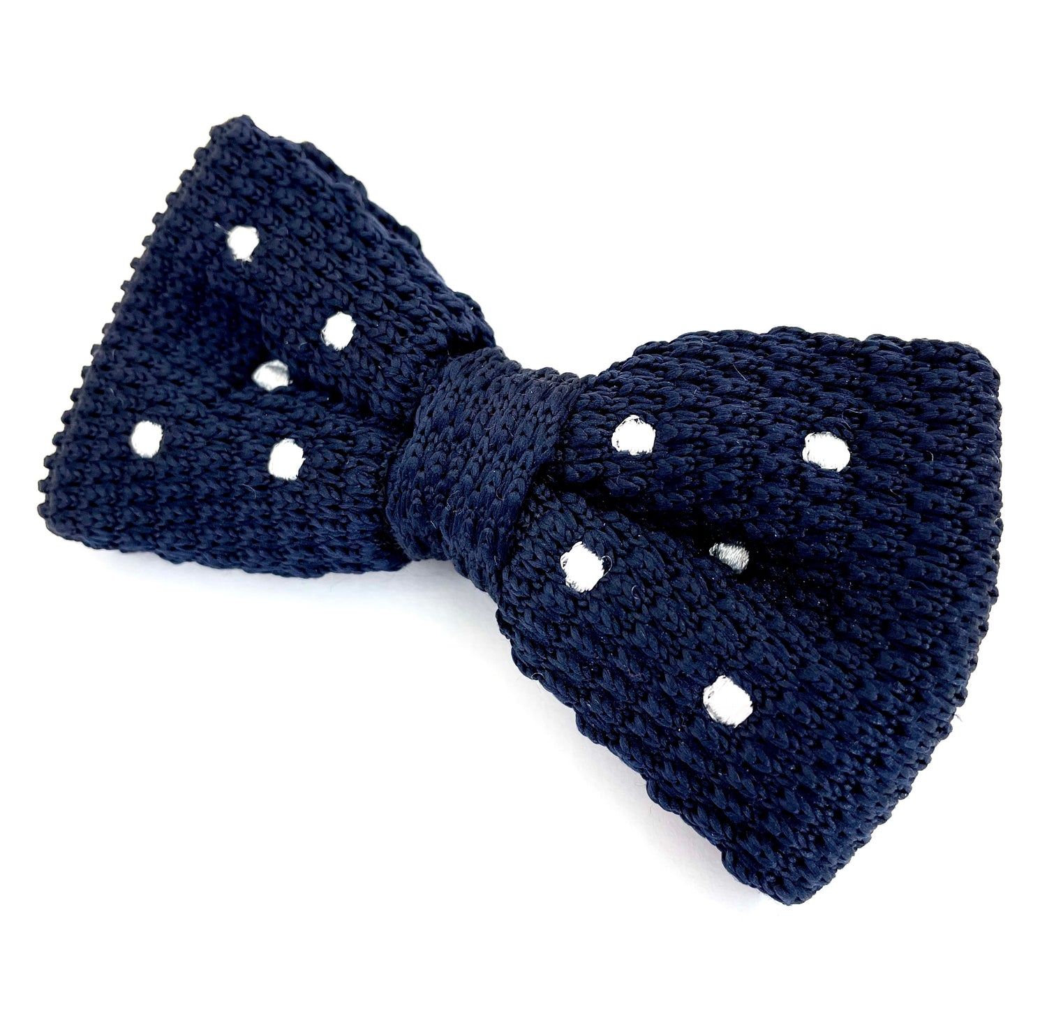 Bow Tie Knit - Dark Blue / White Dots
