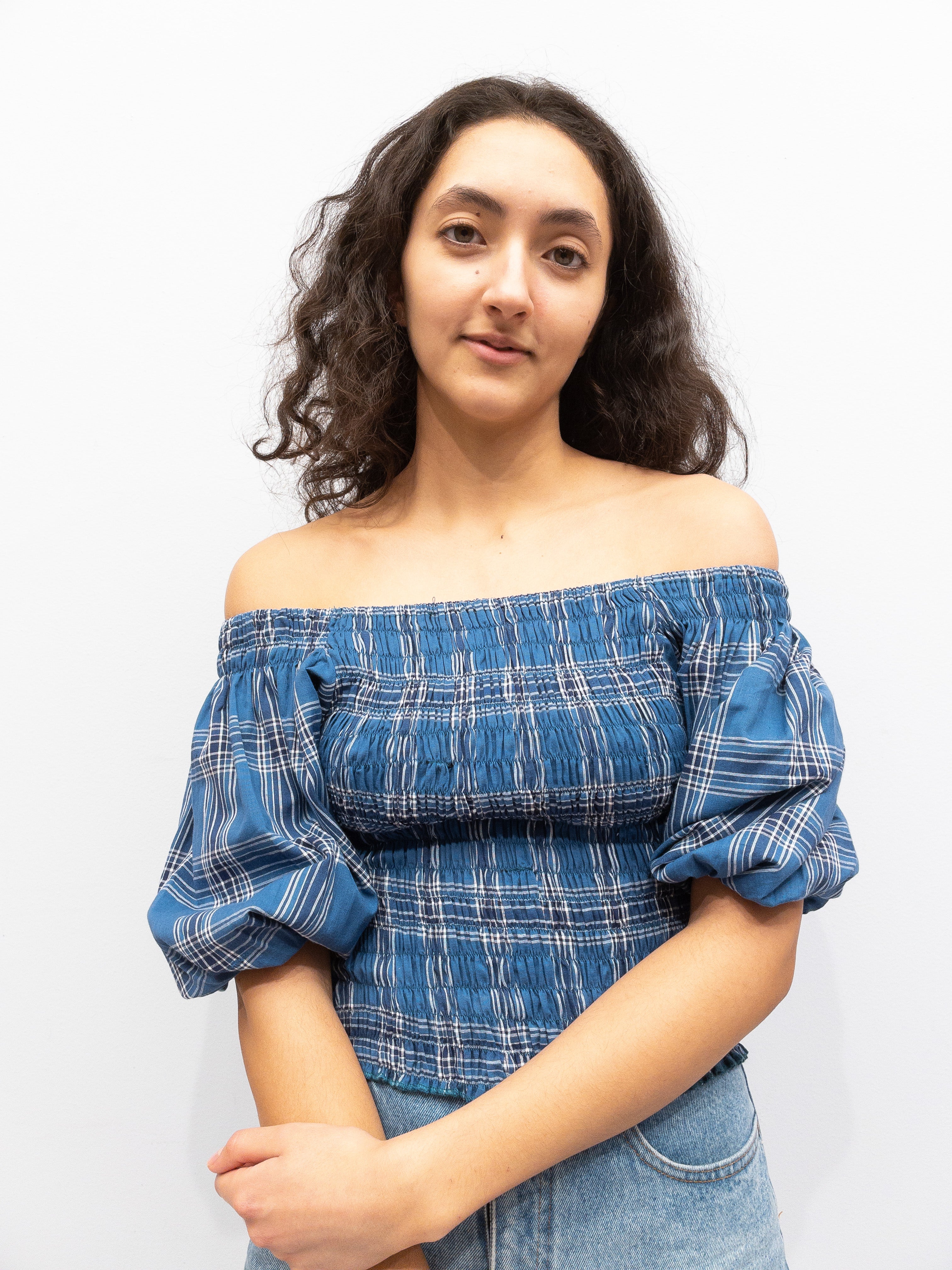 Puff Top - Blue Check
