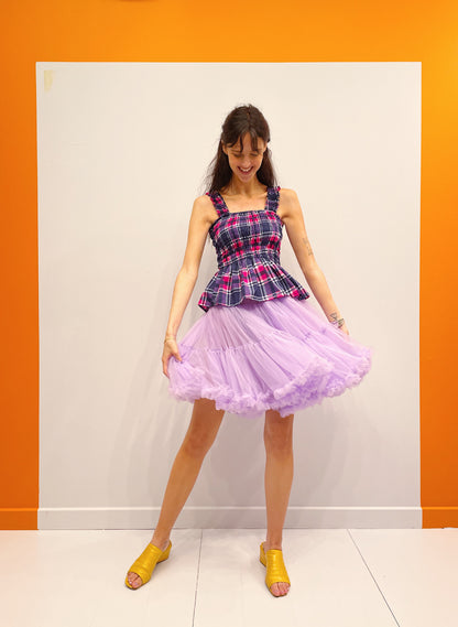 Strap Smock Peplum Top - Pink/Purple