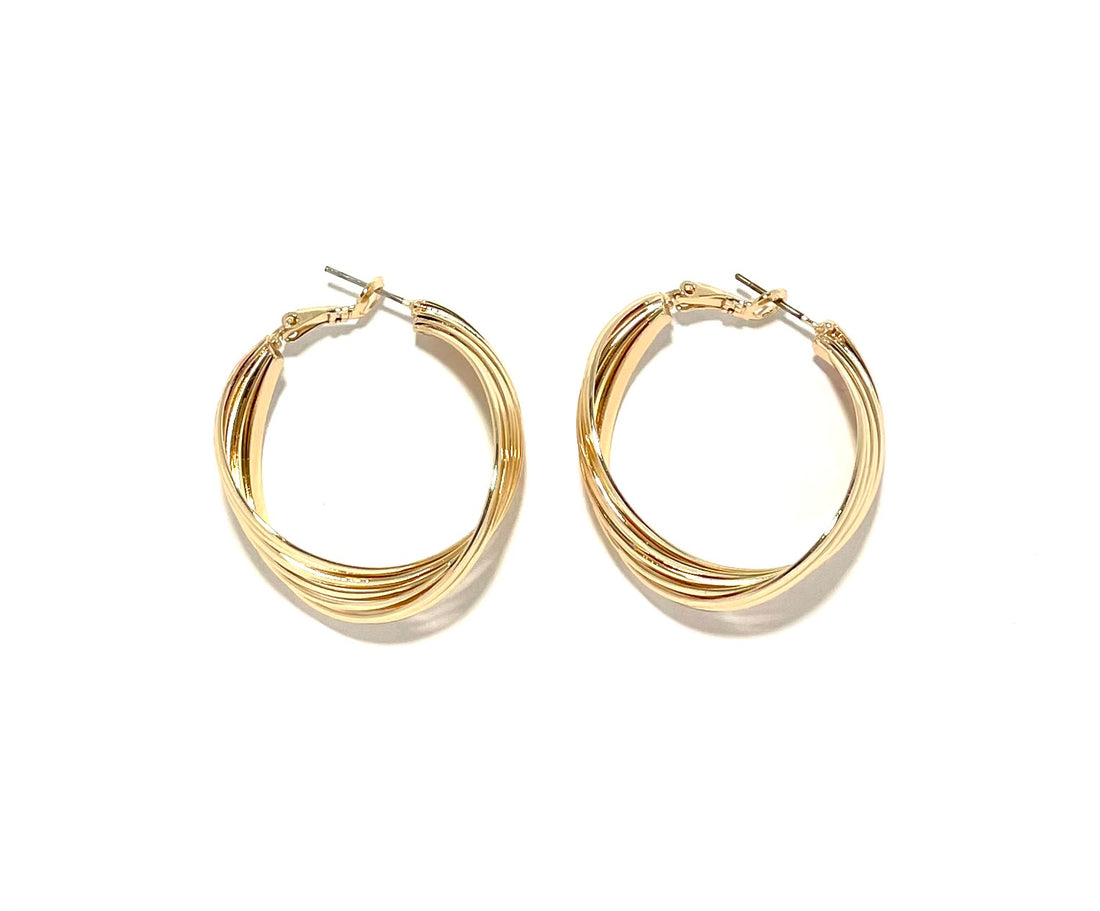 Golden Twist Line Hoop