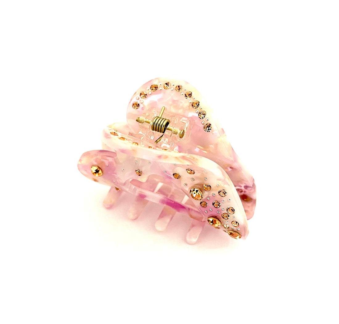 Baby Simi Heart Hairclip - White / Pink Marble