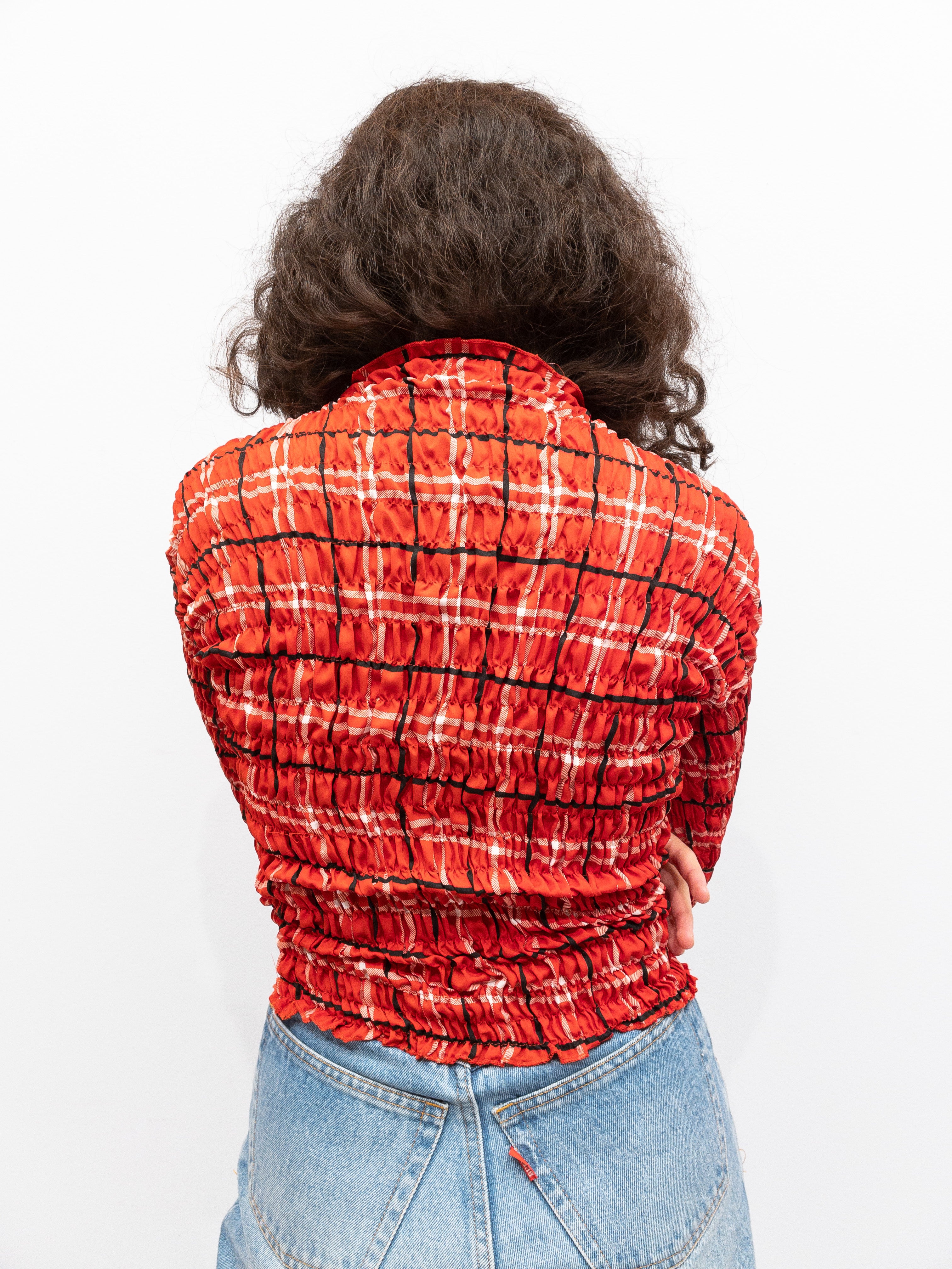 Smocked Top Red Gingham - Long Sleeve