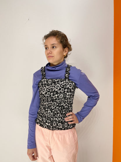 Smock Top - Sort / Hvid
