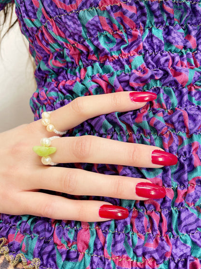 Rocai Ring - Perlemor / Grøn Sten