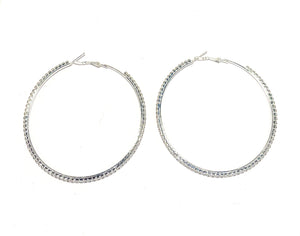 Rhinestone Hoops Medium - 7 cm - Silver